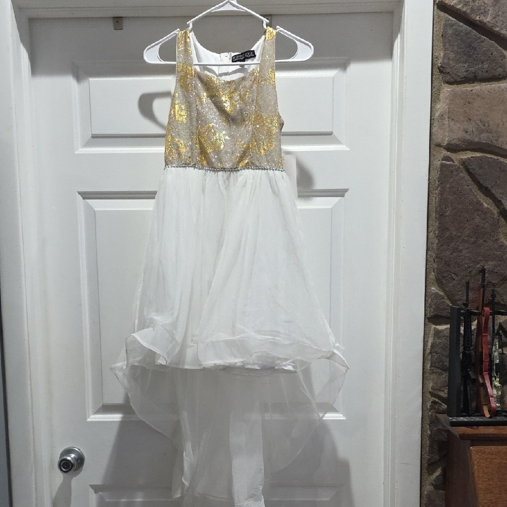 Trixxi Gold and White Formal Kids Dress